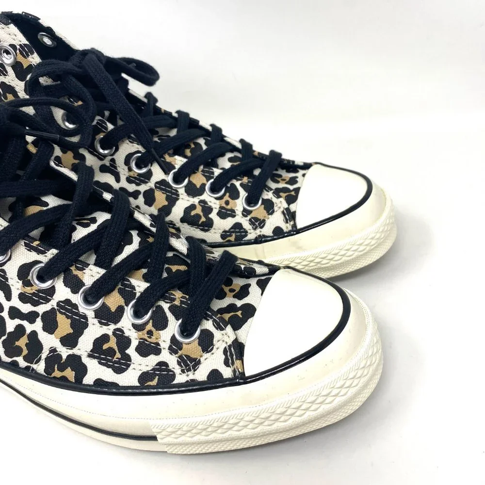 Converse Chuck 70 Hi Leopard Print Black Canvas Black Men's Size Sneaker 163406C - Picture 4 of 7